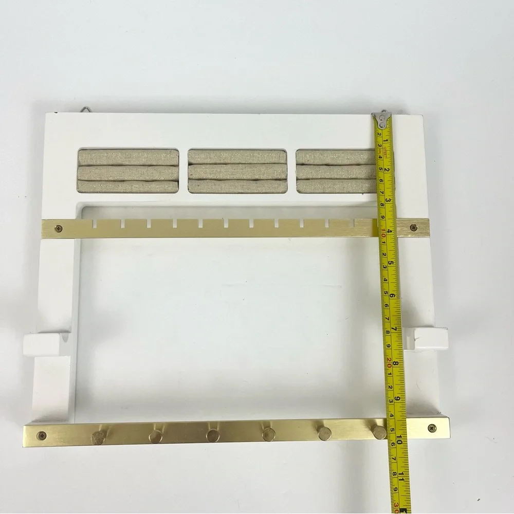 Jewelry Accessory Frame by Hives & Honey White and Gold Wall Mounting Organizer